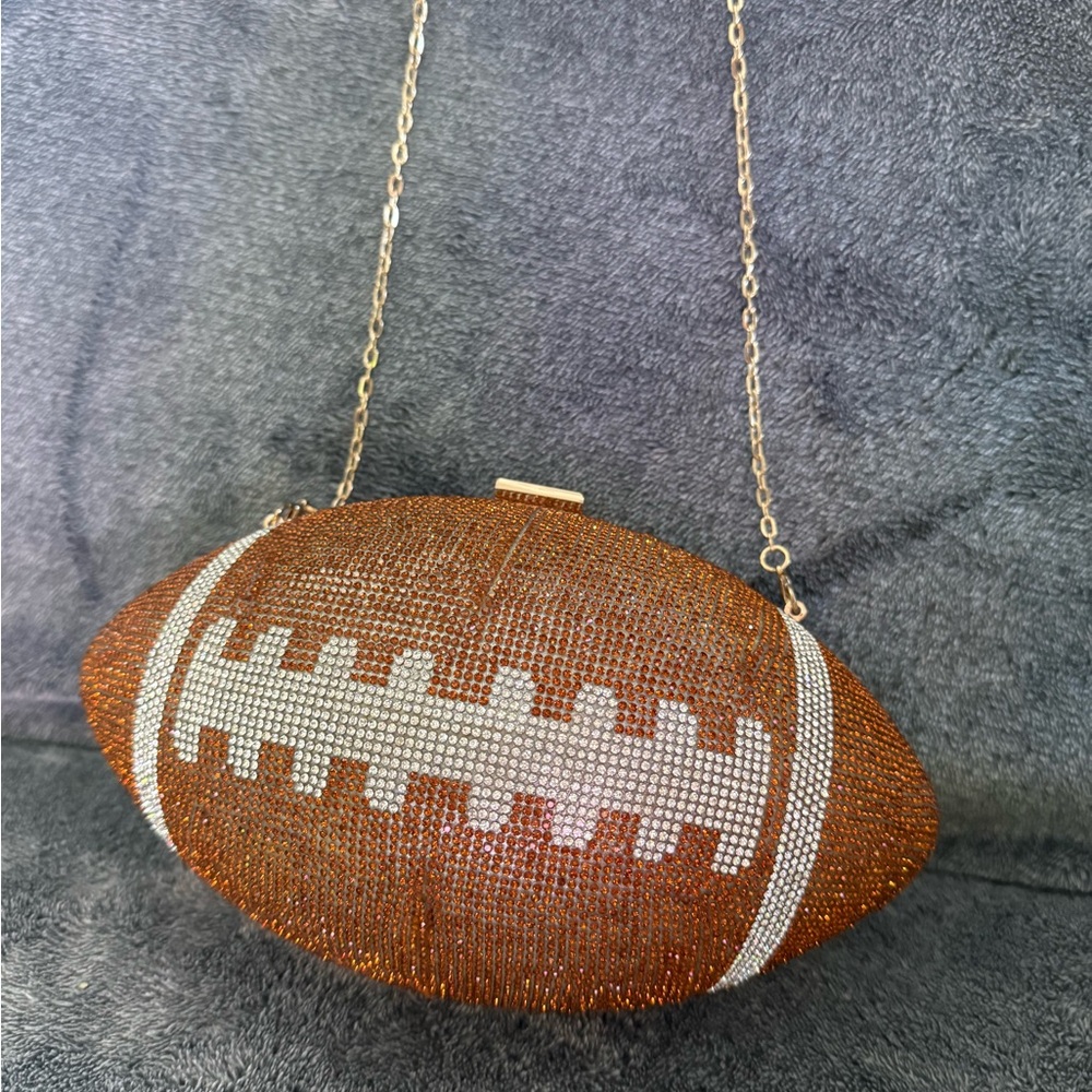 Brown Football-Shaped Clutch